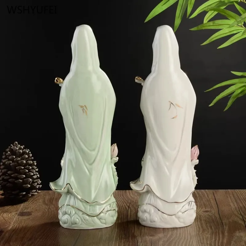 Ceramic statue of Guanyin Bodhisattva seeking his son Home furnishings Goddess of the Goddess of Giving Birth Home offerings