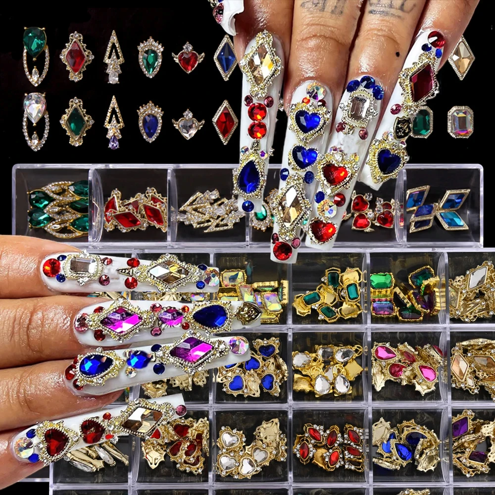 

480Pcs Glass Crystal Rhinestones Set With 1Pc Dotting Pen Flatback Different Multicolor Nail Art Rhinestones Luxury Nail Decor #