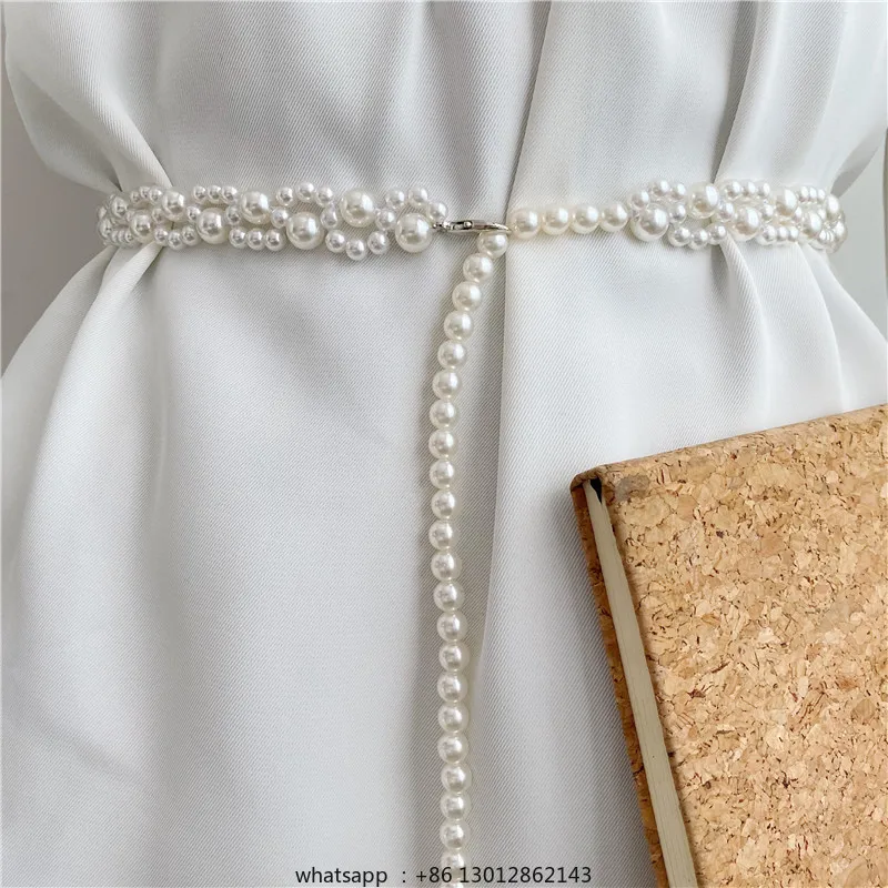 

Literary temperament Pearl belt Women's versatile accessories