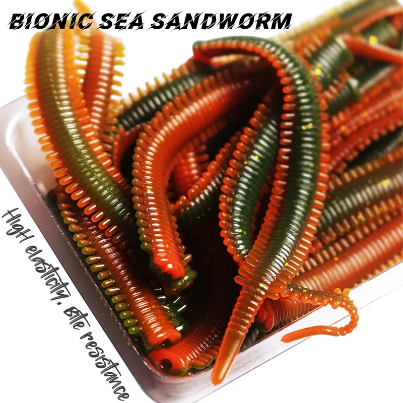 

10 Pcs Lures Bionic Sea Sandworms Soft Bait Floating Root Fishing Tpe Bait 7.5cm0.8g Sea Fishing Imitation Bait For Equipment