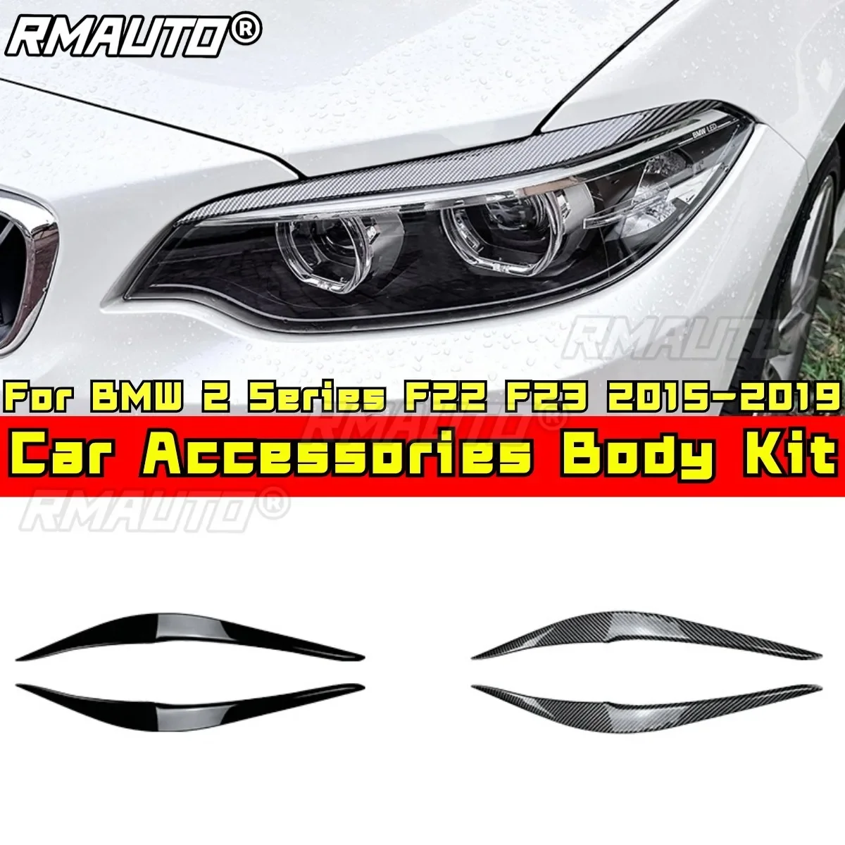 

Auto Head Light Lamp Eyelids Eyebrow Headlight Decoration Car Styling Trim for BMW 2 Series F22 F23 2015-2019 Modification Part