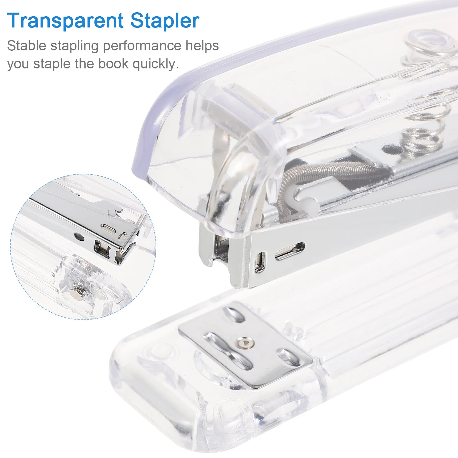 

1Pcs Transparent Plastic Stapler Reliable Book Binding Tool for Classroom Study Fast Stapling Performance Student Reward Gift