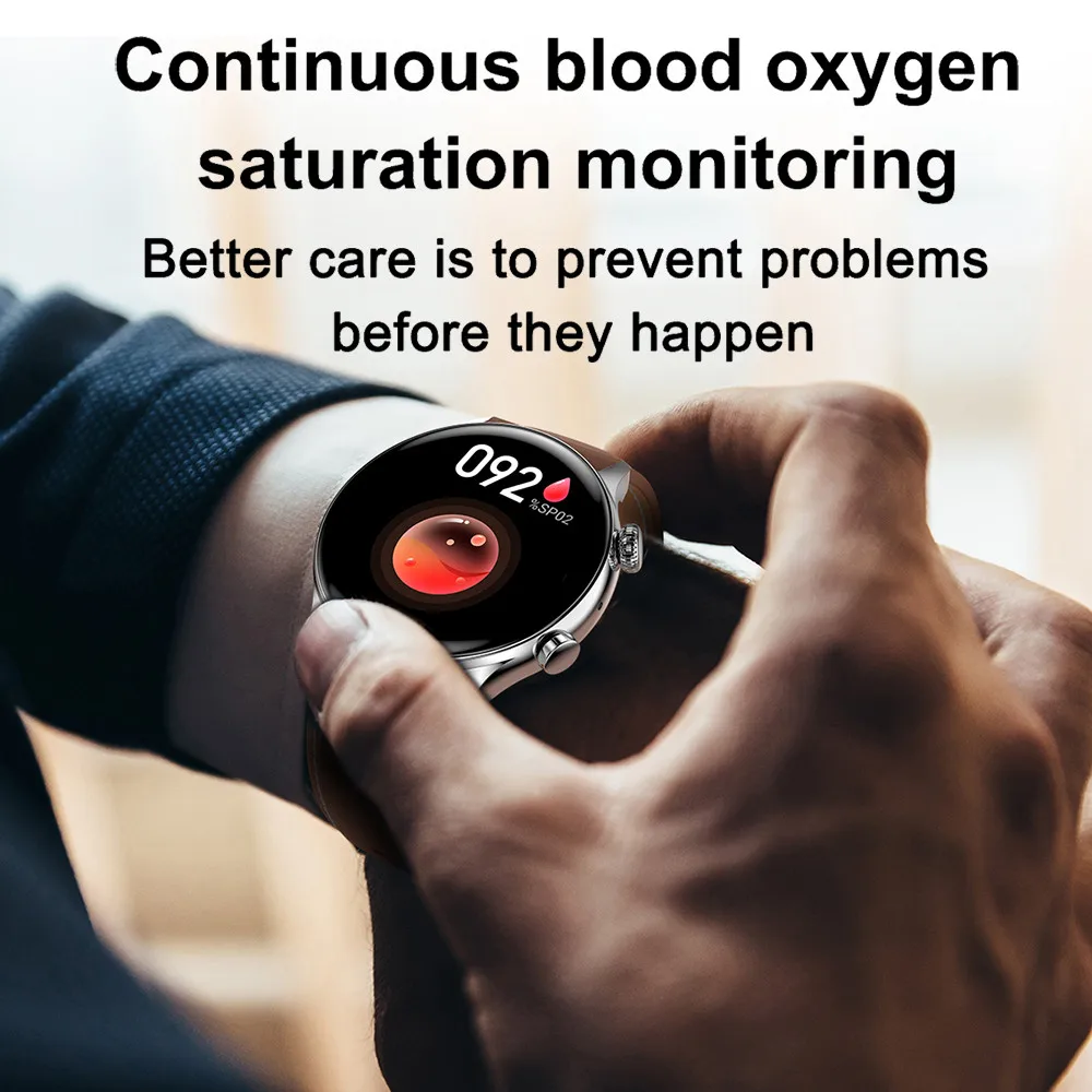 2022 بلوتوث دعوة ساعة ذكية AMOLED 1.36 "HD شاشة الساعات معدل ضربات القلب ضغط الدم رصد الرياضة Smartwatch للرجال والنساء