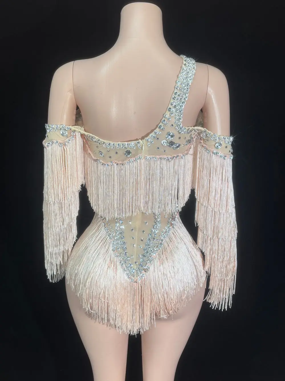 Sparkly Rhinestones Tassels Bodysuit for Women Sexy Party Performance Dance Costume Singer Dancer Show Stage Wear Club Outfit view 4