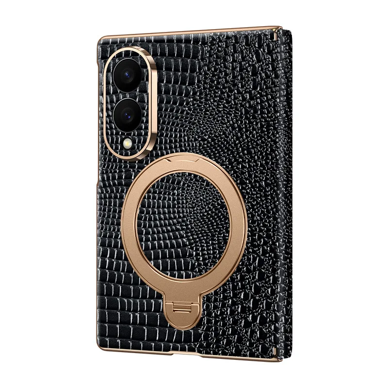 Premium Crocodile Pattern Genuine Leather Case For Samsung Galaxy Z Fold8 Ultra Fold 7 8 W26 Dual Central-axis Protection Cover