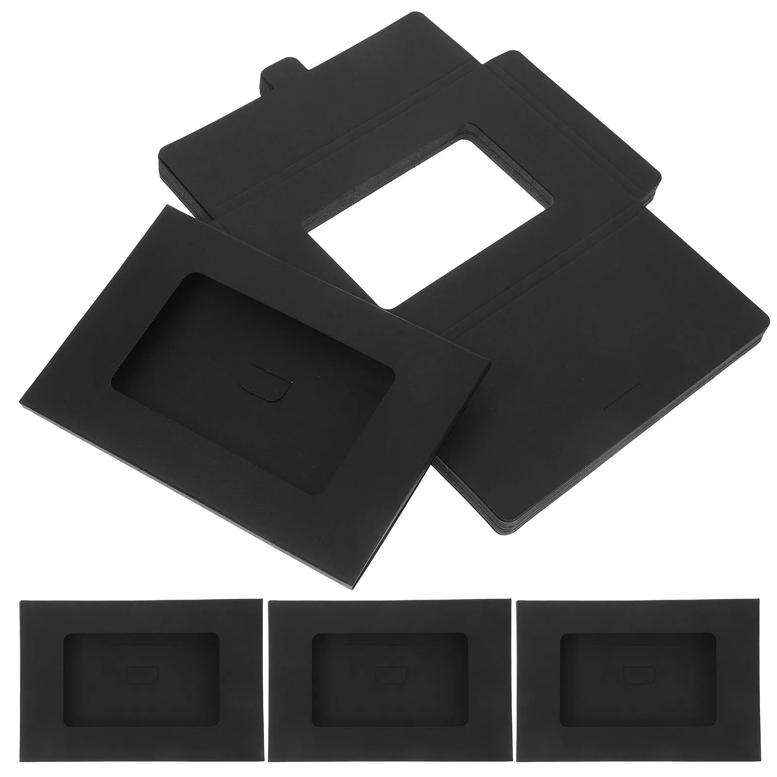 30pcs Full-Window Envelopes for DIY Photo Frames, Black Cardboard Craft Frames, Elegant Postcard Storage Box