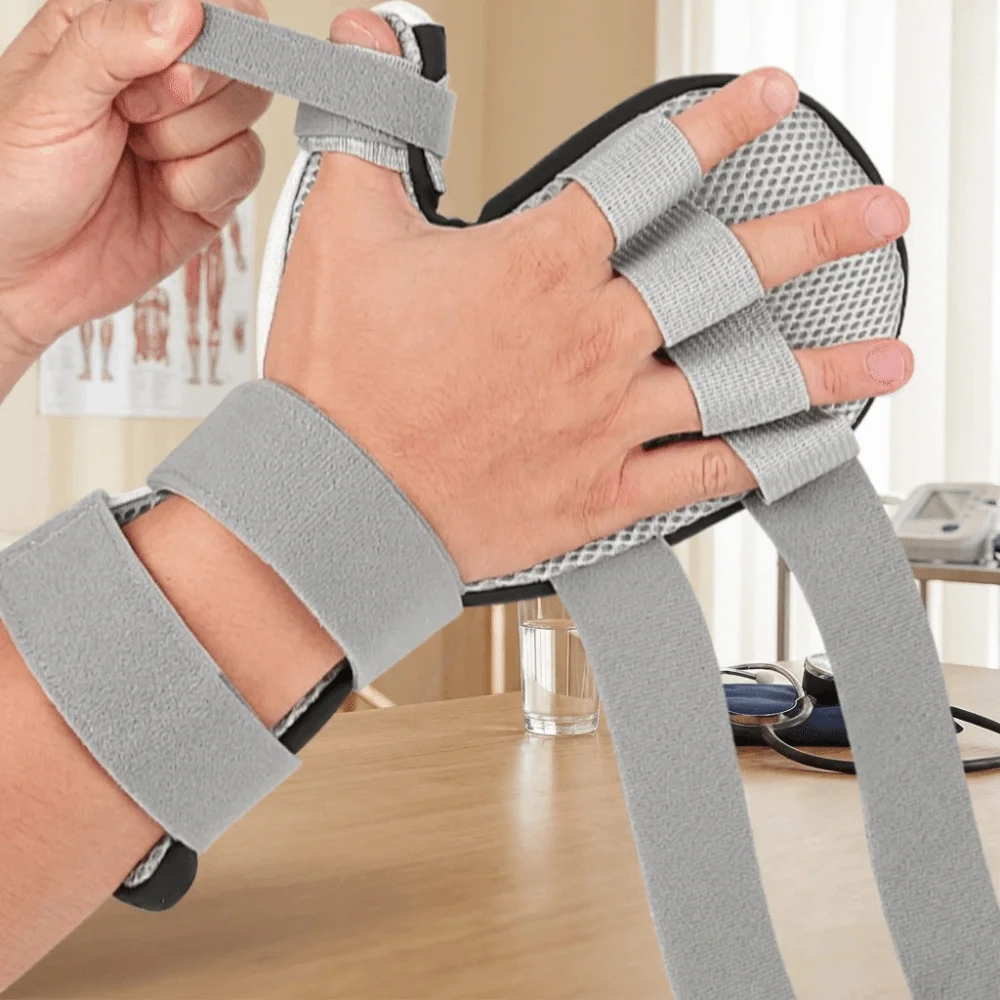 Orthotic Detachable Wrist Support Splint Lightweight Breathable Finger Splint Adjustable Bendable Finger Spreader Rehabilitation