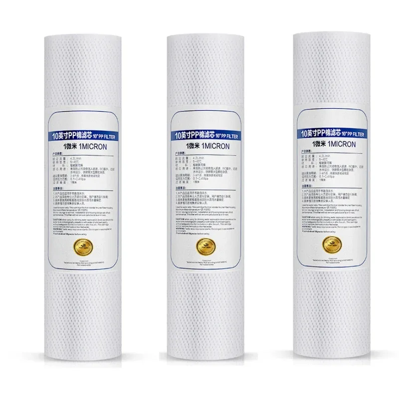 

3Pieces10Inch Water Purifier Core Components1/ 5Micron Sediment Water Filter System Cartridge PPCotton Filter Mesh