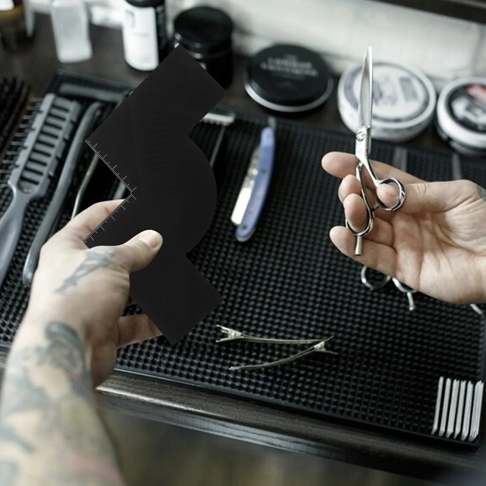 

Enhancement Card Plastic Hairline Shaping Card Measurement Indicators Reusable Color Spray Up Tool Barber Hair Stylist