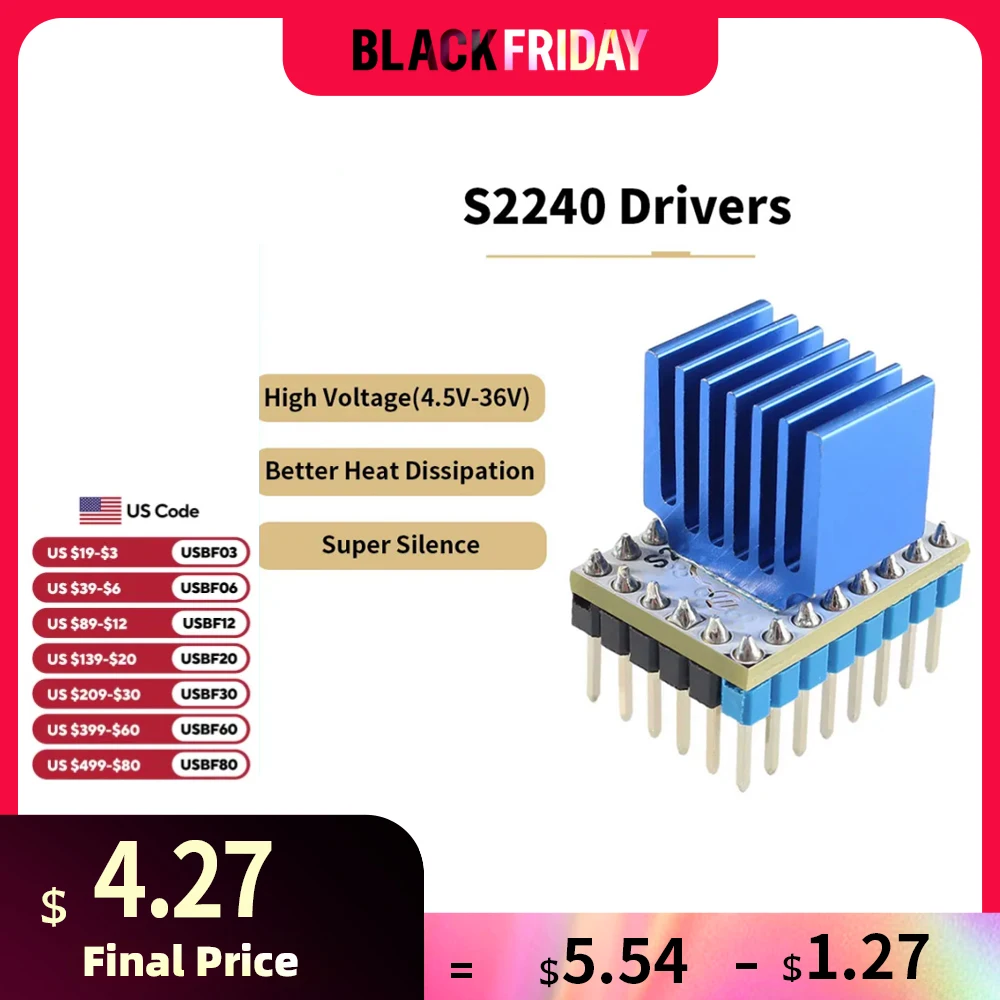 TMC2240 V2.0 Stepper Motor S2240 Driver SPI Silent Driver For Voron VzBoT Prusa Ender3 Reprap Replace TMC2209 3D Printer Parts