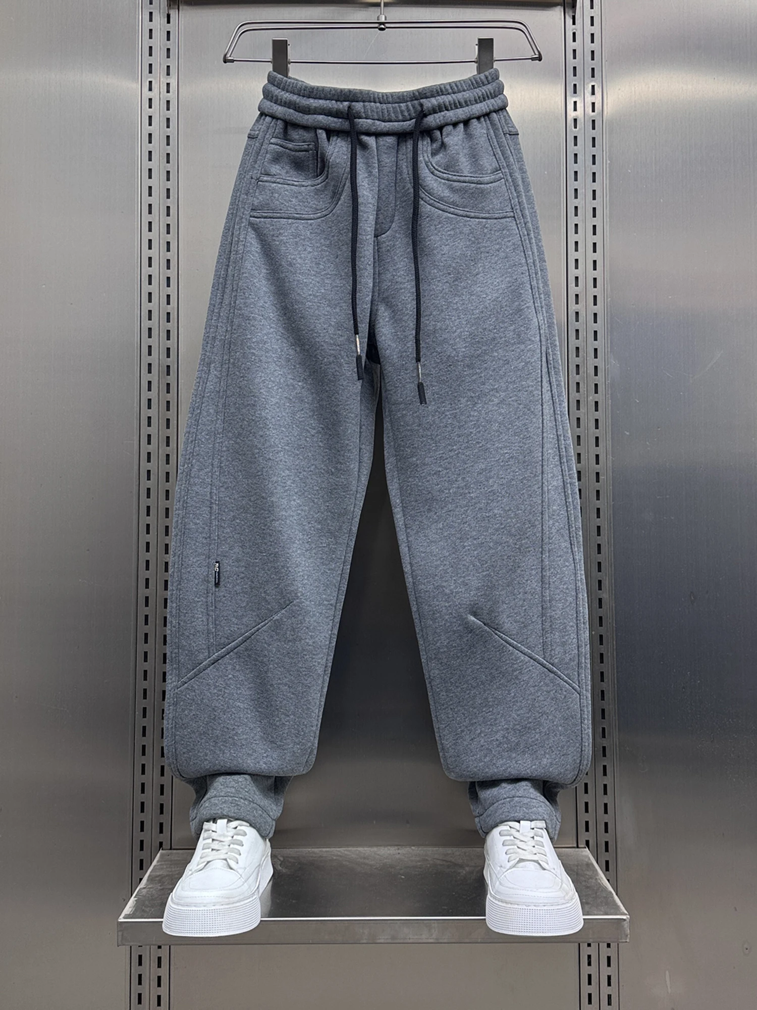 

Men's Thiened Fce Lined Casual Pants Straight Leg Wide Leg Sports Trousers Pure Color Autumn Winter Faion Trend