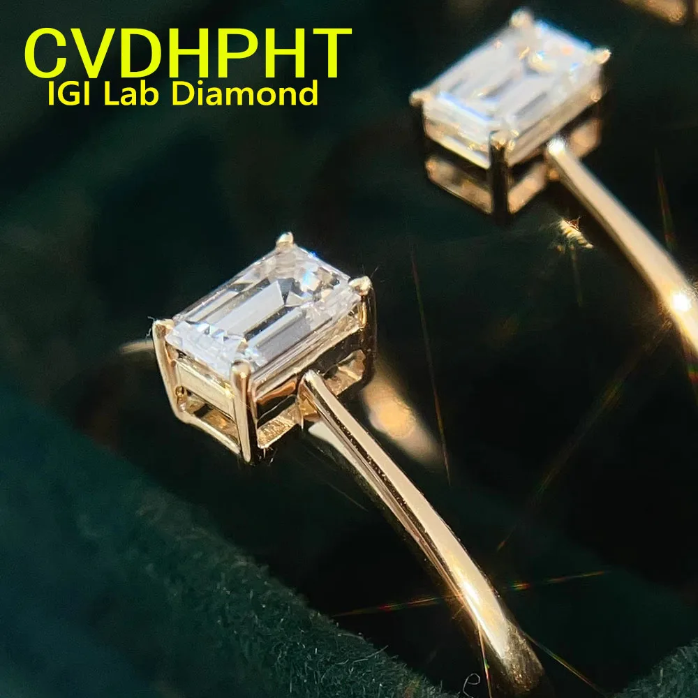 

IGI Lab Растущее кольцо с бриллиантом Изумрудная форма D Цвет 1, 2, 3 карата Твердое кольцо из желтого золота 9 карат Обручальное кольцо с бриллиантом Заводские помолвки