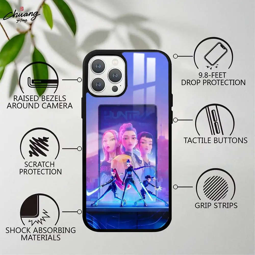 فيلم ساخن KPopS D-Demon H-Hunters جراب هاتف ل 11 12 13 14 15 16Pro Max mini Plus غطاء هاتف مرآة بلوري