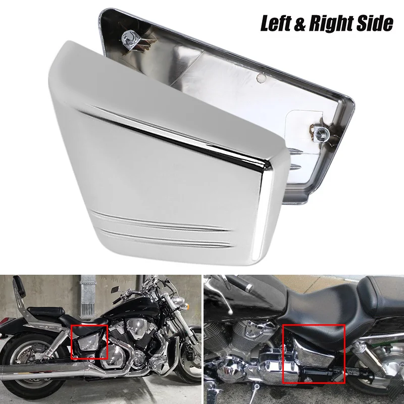 

2PCS Motorcycle Side Fairing Battery Cover Chrome Guard Protector Covers For Honda VTX 1800 C/Custom Models 2002-2004 2006-2008