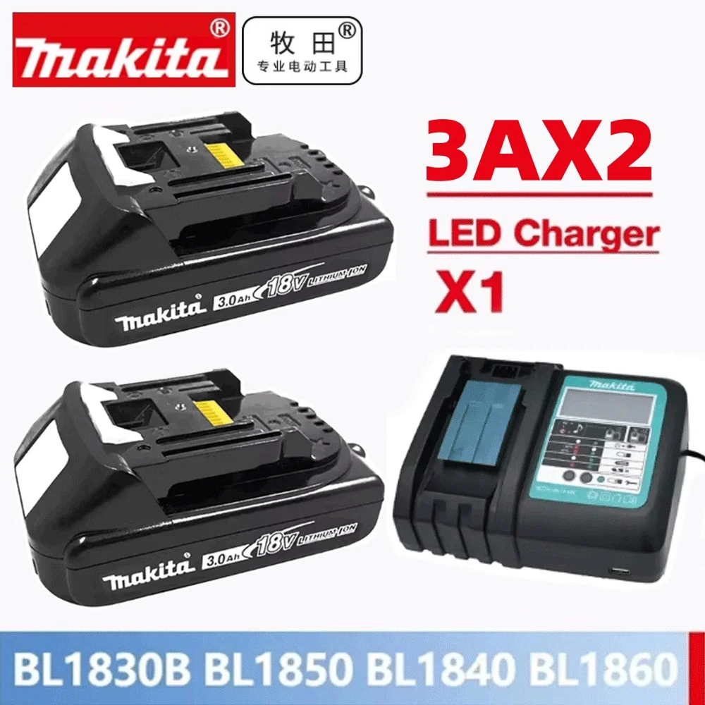 

100% New 18V Makita 3.0ah battery and charger BL1860 BL1850B BL1850 BL1840 BL1830 Replaced with Makita 18650 3000mAh power tool