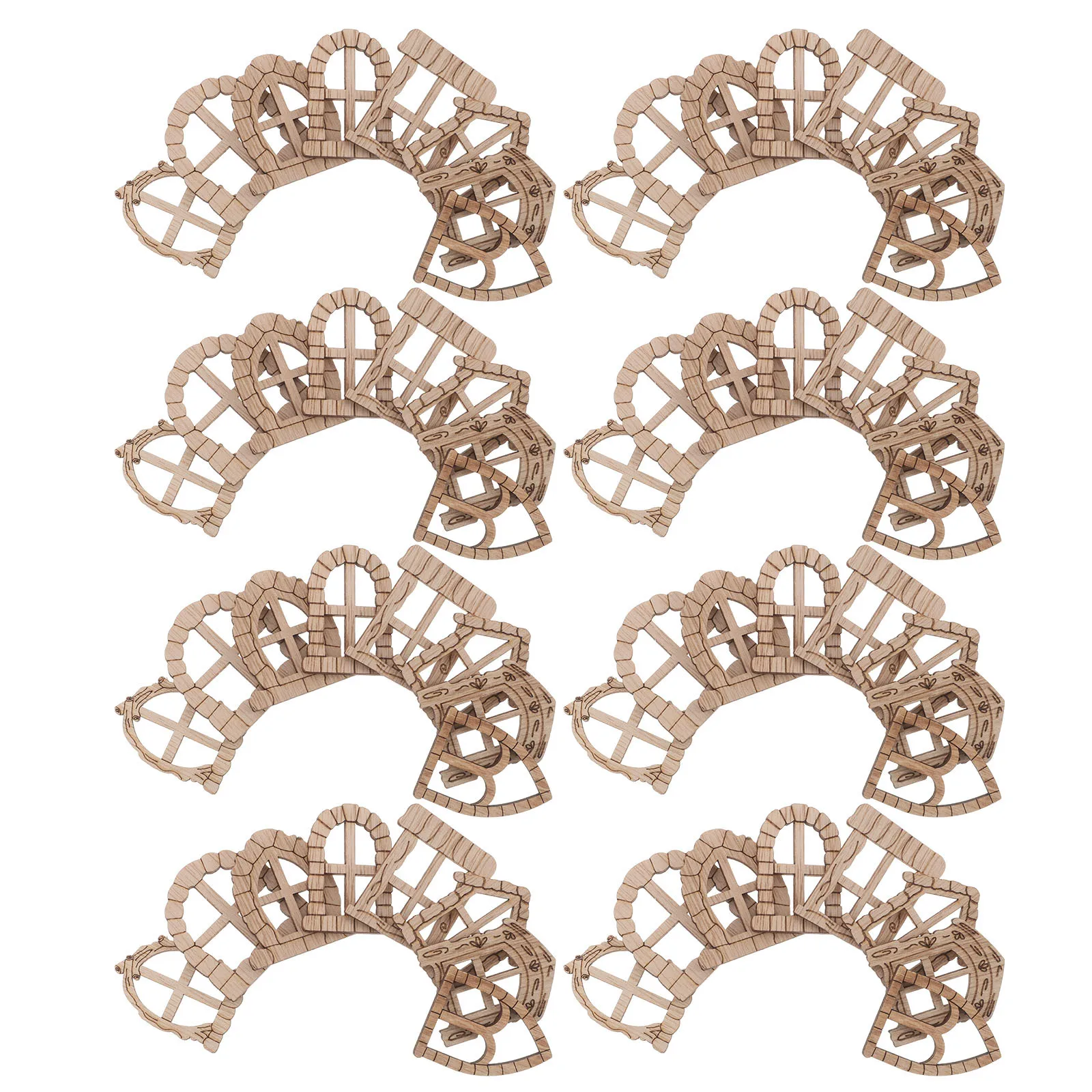 100 pezzi mini finestra in legno non finito porta da giardino fatato cornici vuote fai da te accessori artigianali porta da giardino in miniatura casa delle fate