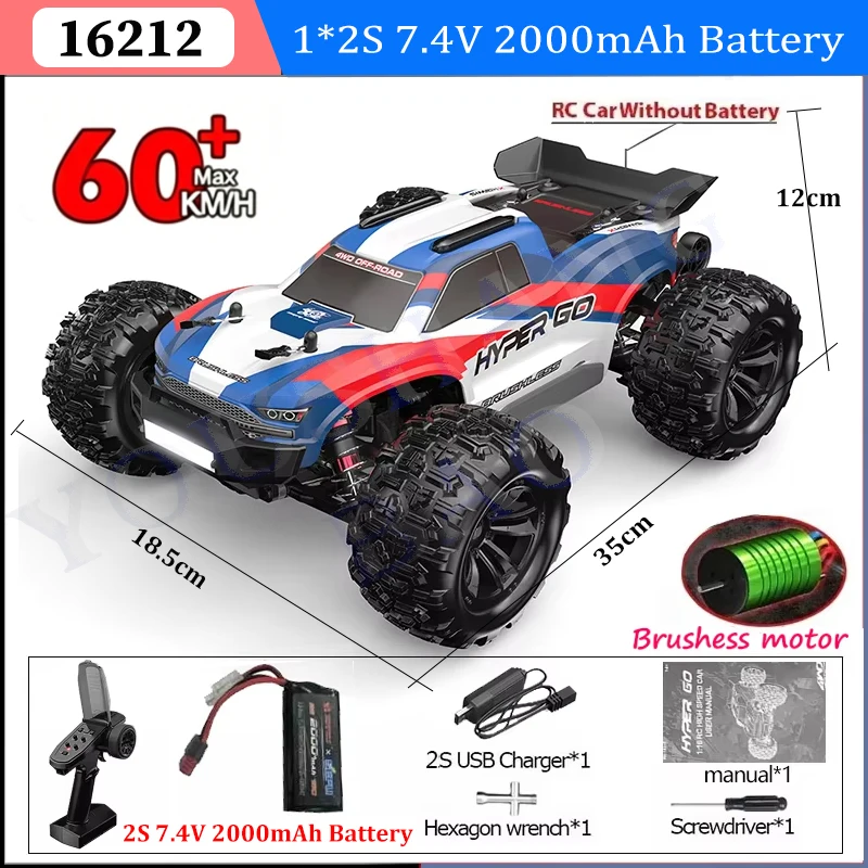 MJX Hyper Go 16212 16213 16218 1/16 4WD RC Car 60KM/H Brushless RC Racing Car 2.4G Remote Control Cars Off-Road Truck Toys image 3