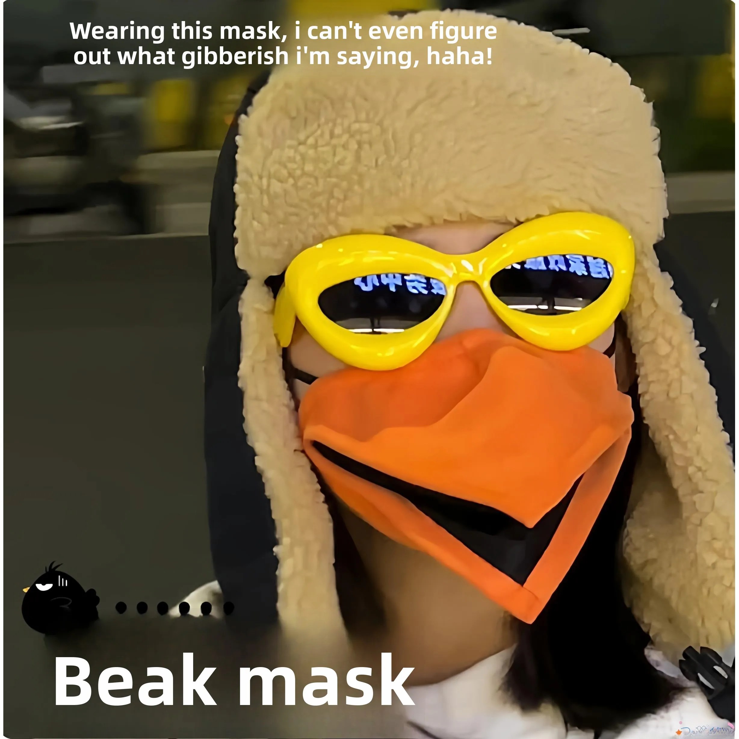 

Creative Moving Bird Mouth Mask Winter Windproof Warm Animal Mouth ape Face Cover Funny Friend Gift 3D Movable Ear Hanging ...