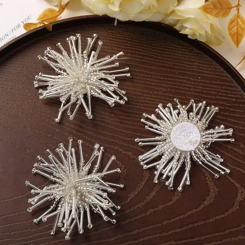 Korean Style Hand Sewn Beaded Flower Shoe Charms 1pcs DIY for Clogs Fashion Shoe Clips Clothing Accessories Premium Lightweight
