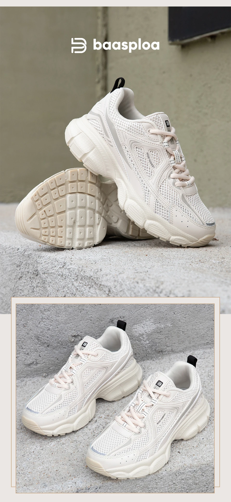 Baasploa Damen-Laufschuhe, modisch, leicht, aus Mesh, rutschfest, Jogging-Sneaker, für Damen, atmungsaktiv, bunt, Freizeitschuhe – Detail 8