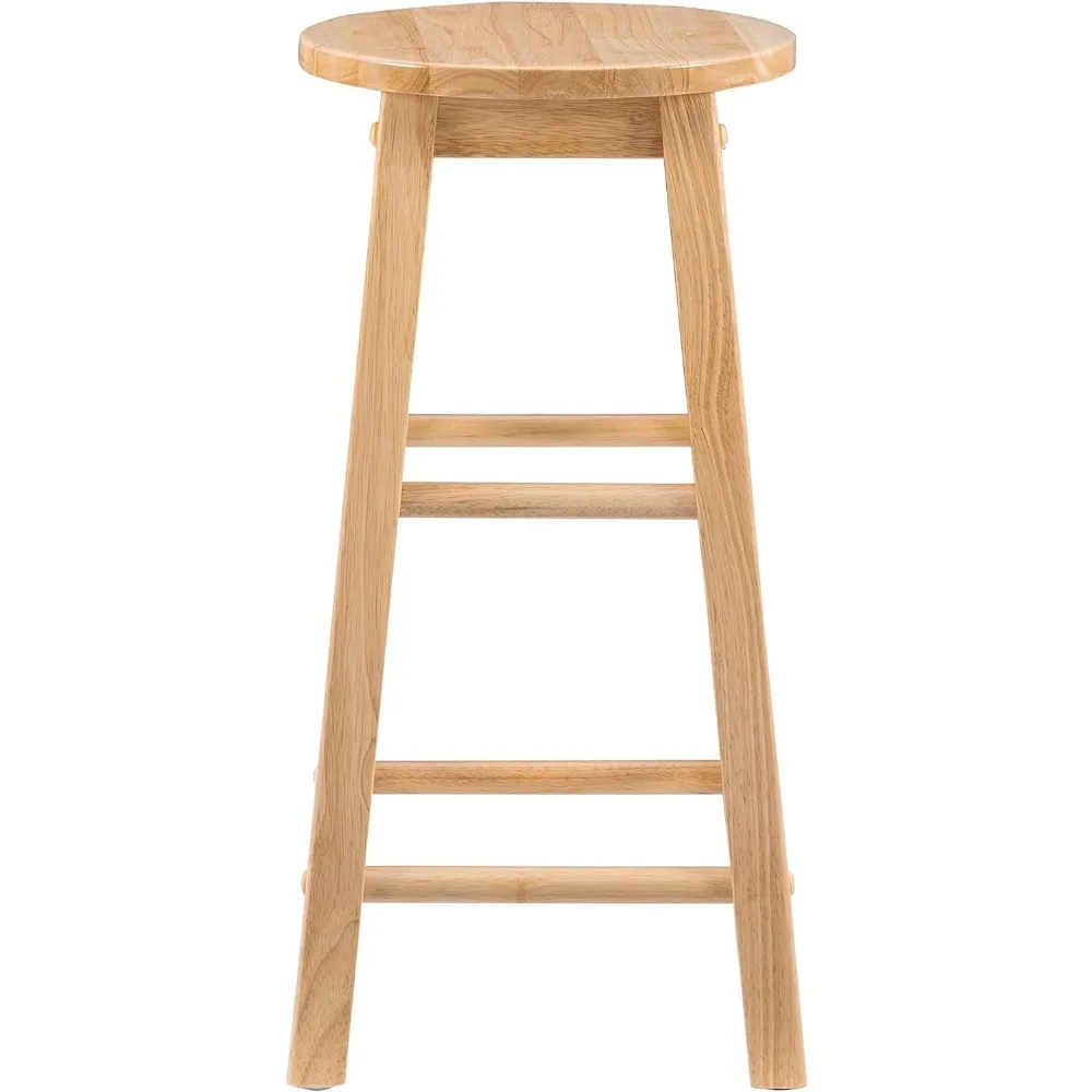 Linon Natural Barstool with Round Seat, 24-Inch