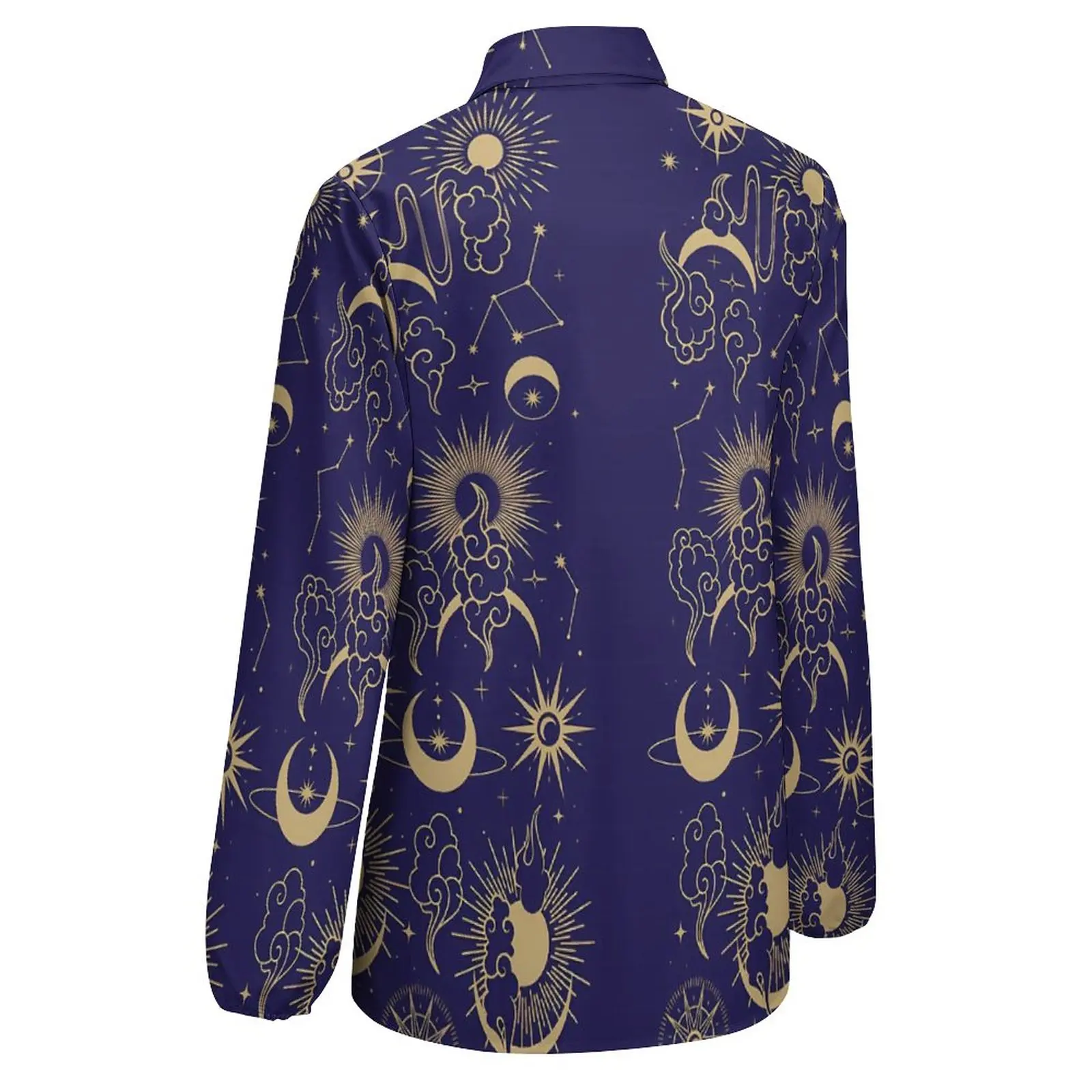 Blusa de astrología Retro para mujer, blusa estampada de Luna Celestial, camisa de estilo callejero de manga larga, Top de gran tamaño