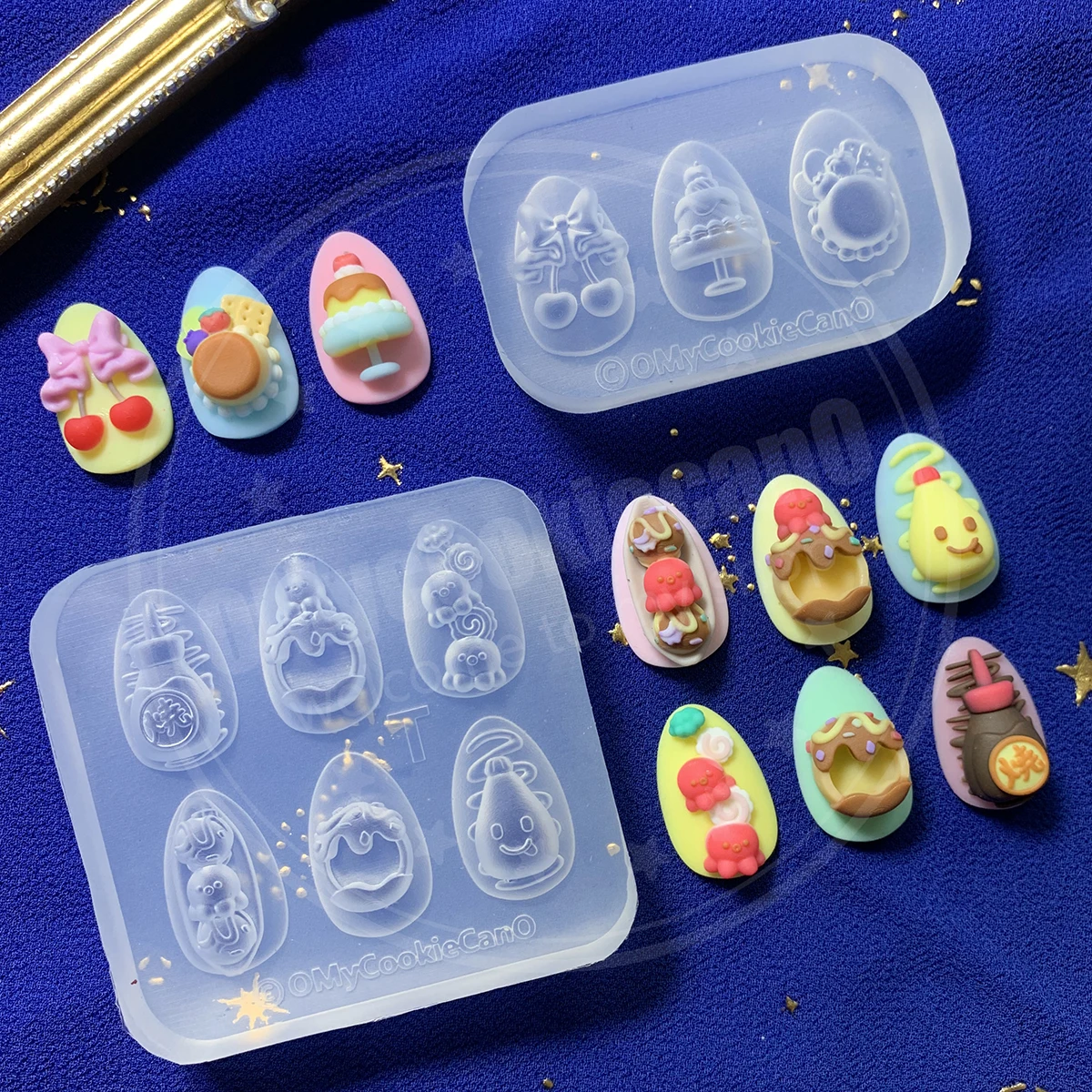 Moldes de silicona transparente para manicura, pudín de estilo japonés, Takoyaki, súper lindo.