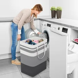 Opvouwbare vuile wasmand Grote capaciteit Waterdicht katoenlinnen Vuile kleren Speelgoed wasmand Opbergtas met handvatten