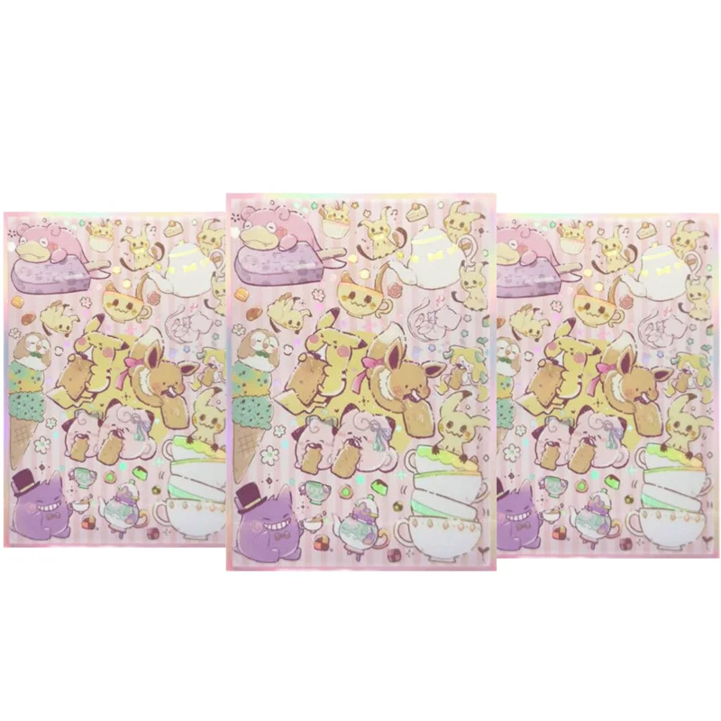 60 pz/set Pokemon Card Sleeves Mimikyu Eevee Jigglypuff sylvion Anime Gaeme giocattolo fai da te PTCG olografico Protector Film Album Binder