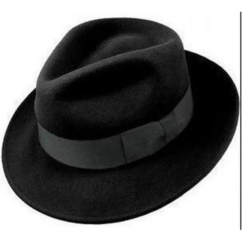 New British 100% Wool Felt Hat Men Fedora Big Size Raw Edge Brim Satin Lined Gangster Hat Premium Quality
