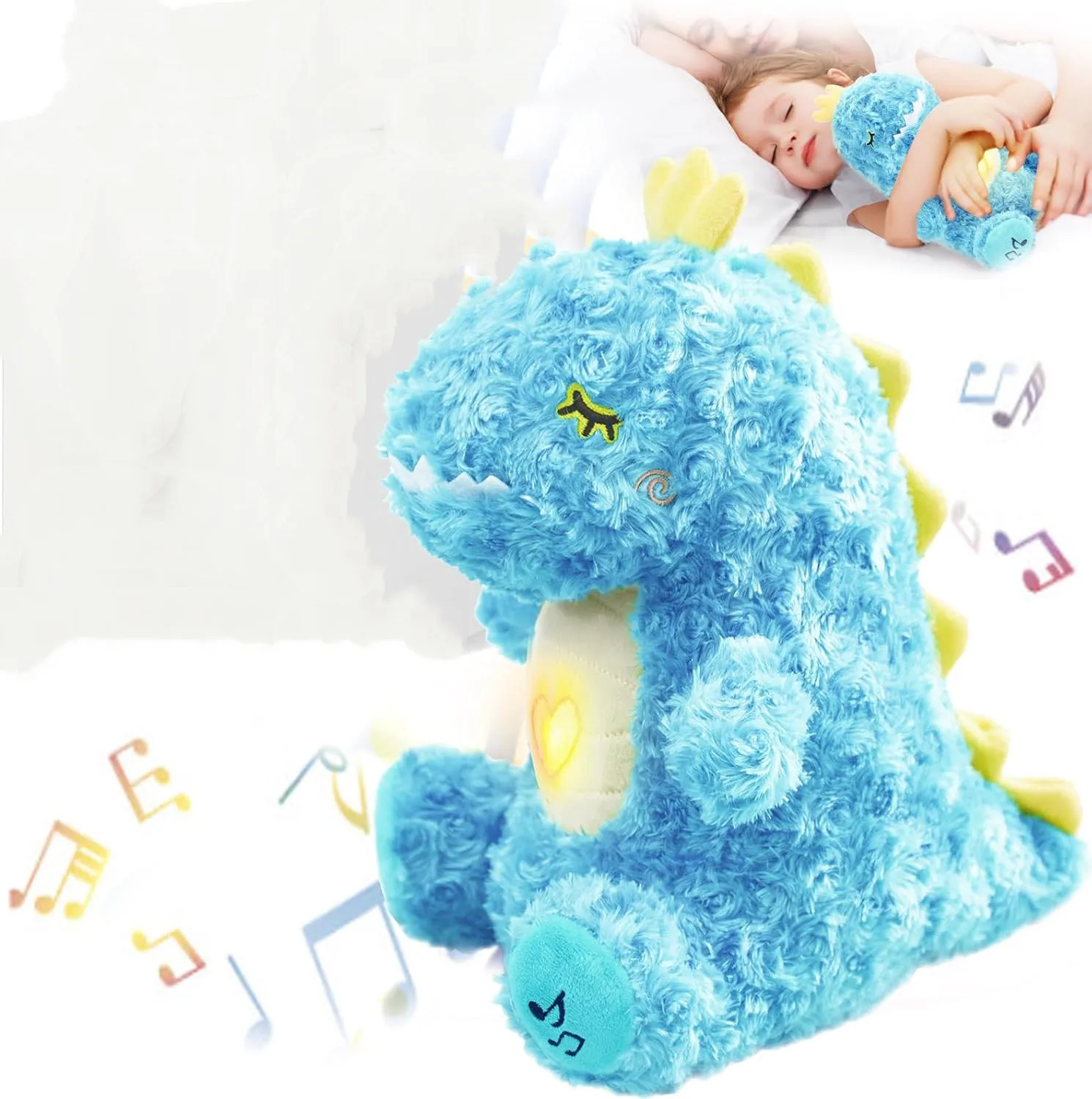 Dinosaur Stuffed Animals,Breathing Stuffed Animals with Breathing Action and Lighted Music,Ideal Sleeping Plush Toys,Baby Gifts