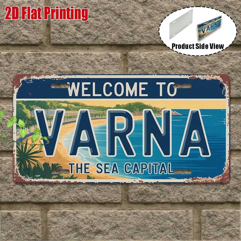 2D Flat,1pc Vintage Metal Sign,Varna Aluminum Sign, Seaside City Vintage Travel Decor,Seaside Wall Decor,Coastal Style,Home G