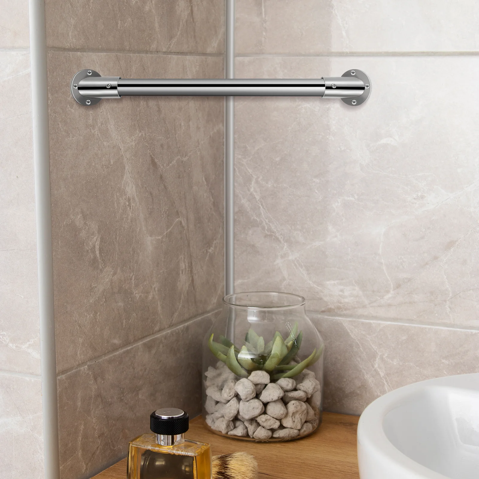 

2Pcs Stable Stainless Steel Closet Rod Flanges Bracket Support Holder for Wardrobe Bathroom Kitchen Clothes Hanging Rod