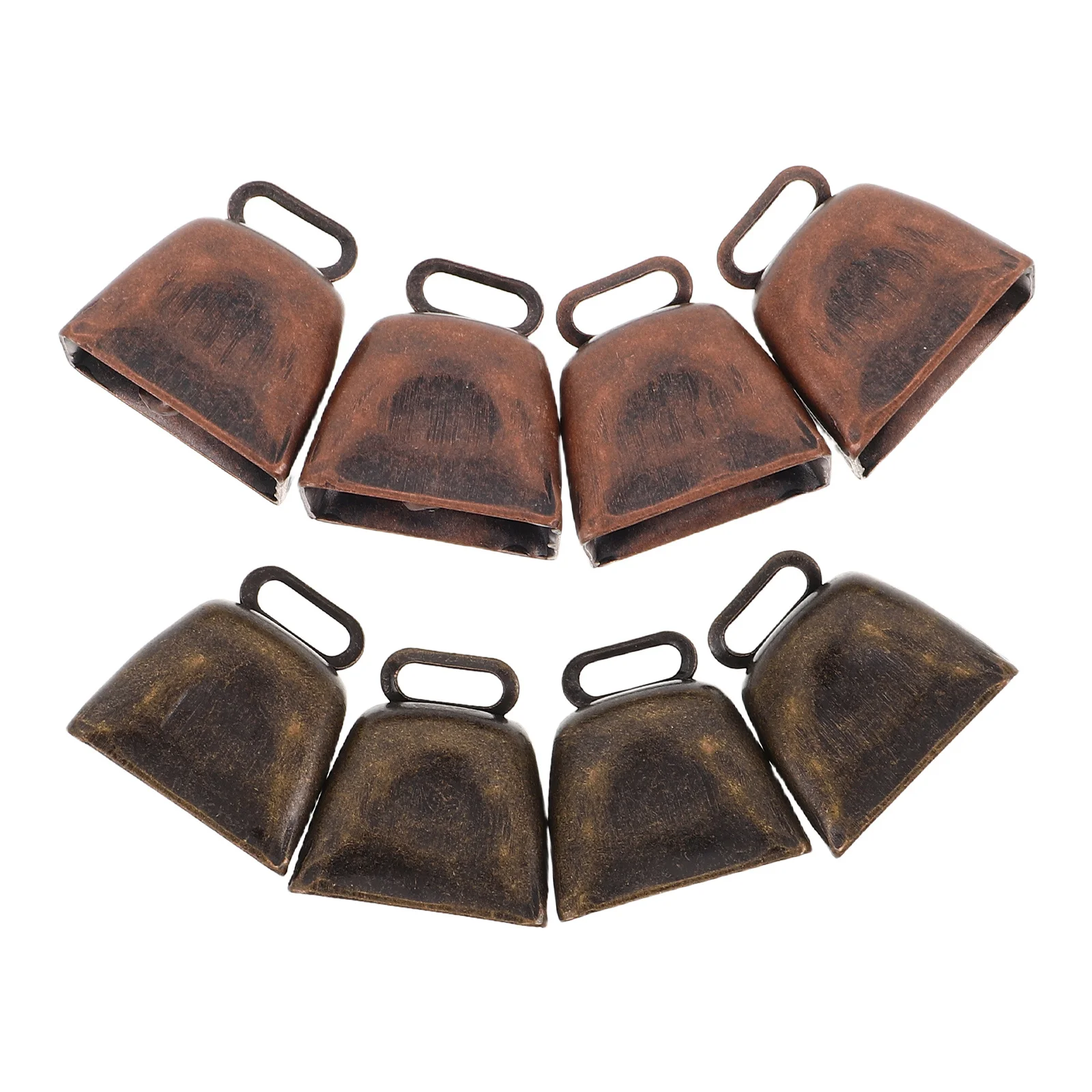 

8Pcs Mini Cow Bells Metal Rustic Bronze Vintage Style Small Loud Bells for Animal Grazing Parties Restaurants Outdoor Activities