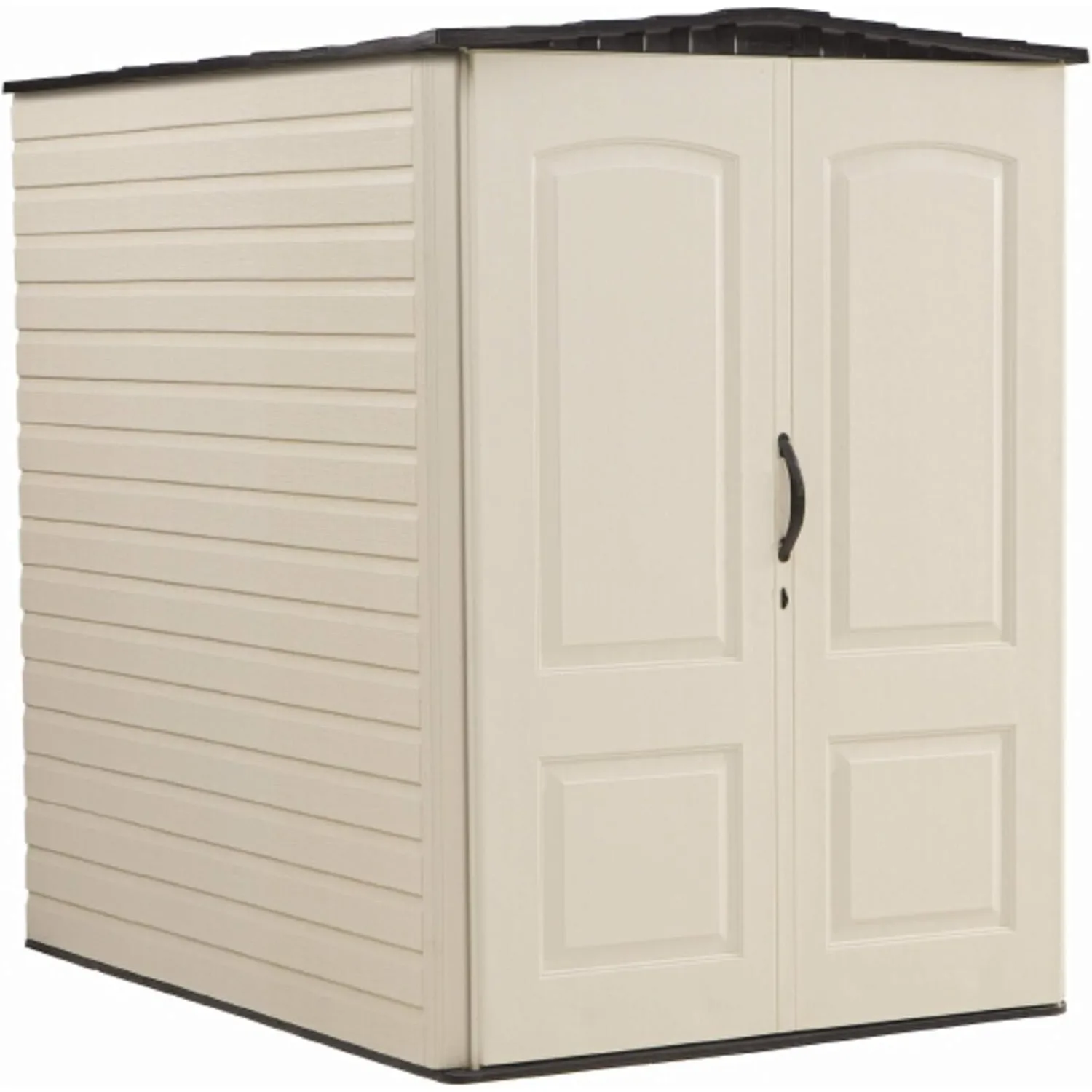 

Large Vertical Resin Outdoor Storage Shed With Floor (6.2 x 4.6 Ft) Weather Resistant Beige/Brown Organization for Home/Backyard