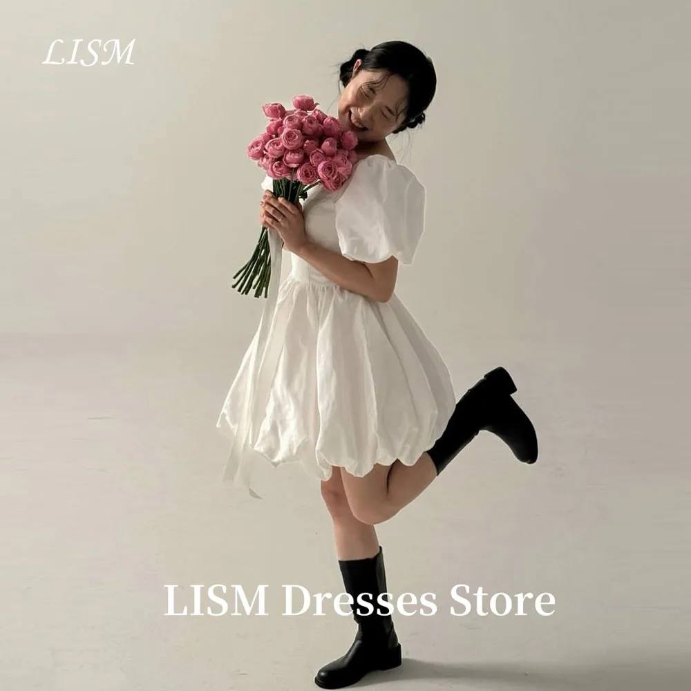 

LISM Sweet Flower A-Line Корейские свадебные платья Фотосессия Шелковый атлас длиной до колена Элегантные свадебные платья웨딩드레스 Корсеты по индивидуальному заказу
