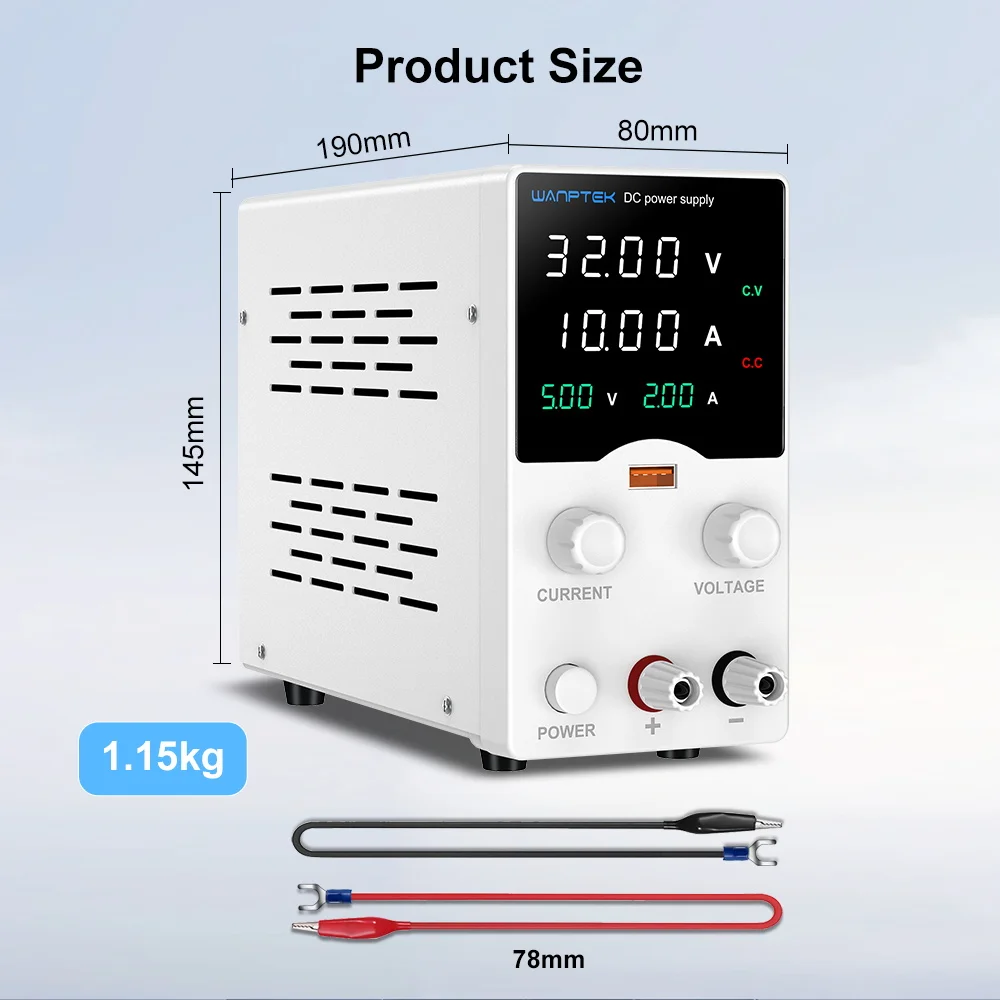 Imagem -03 - Wanptek-fonte de Alimentação dc Ajustável 3a Lab Power Supply Usb Fast Charge Display Manutenção de Envelhecimento Novo Ga3010b 32v 10a