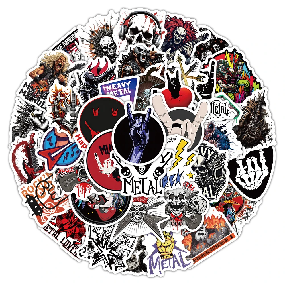 

10/30/50pcs Cartoon Heavy Metals Rock Music Stickers Waterproof Graffiti Decals DIY Laptop Phone Guitar Cool Decoration Sticker