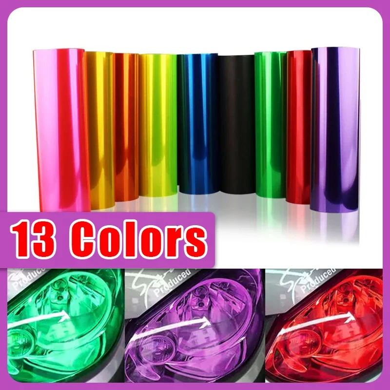13Color Car Light Sticker Tint Vinyl Film Sticker Waterproof Protective Headlight Taillight Fog Light Auto Exterior Accessories