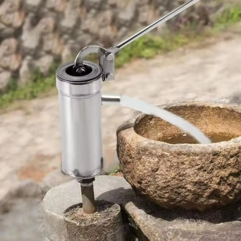 Stainless Steel Manual Well Pump Ergonomic Handle Efficient Hand Shake Water Pump Durable Portable Pitcher Pump Backyard
