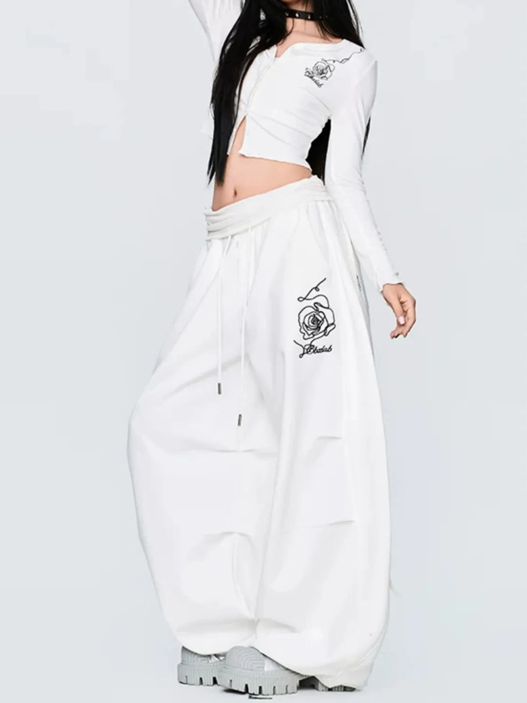 American Style Wide Leg White Workwear Pants Unisex Jazz Dance Loose Hiphop Trousers for Men Casual Sporty Loose Fit