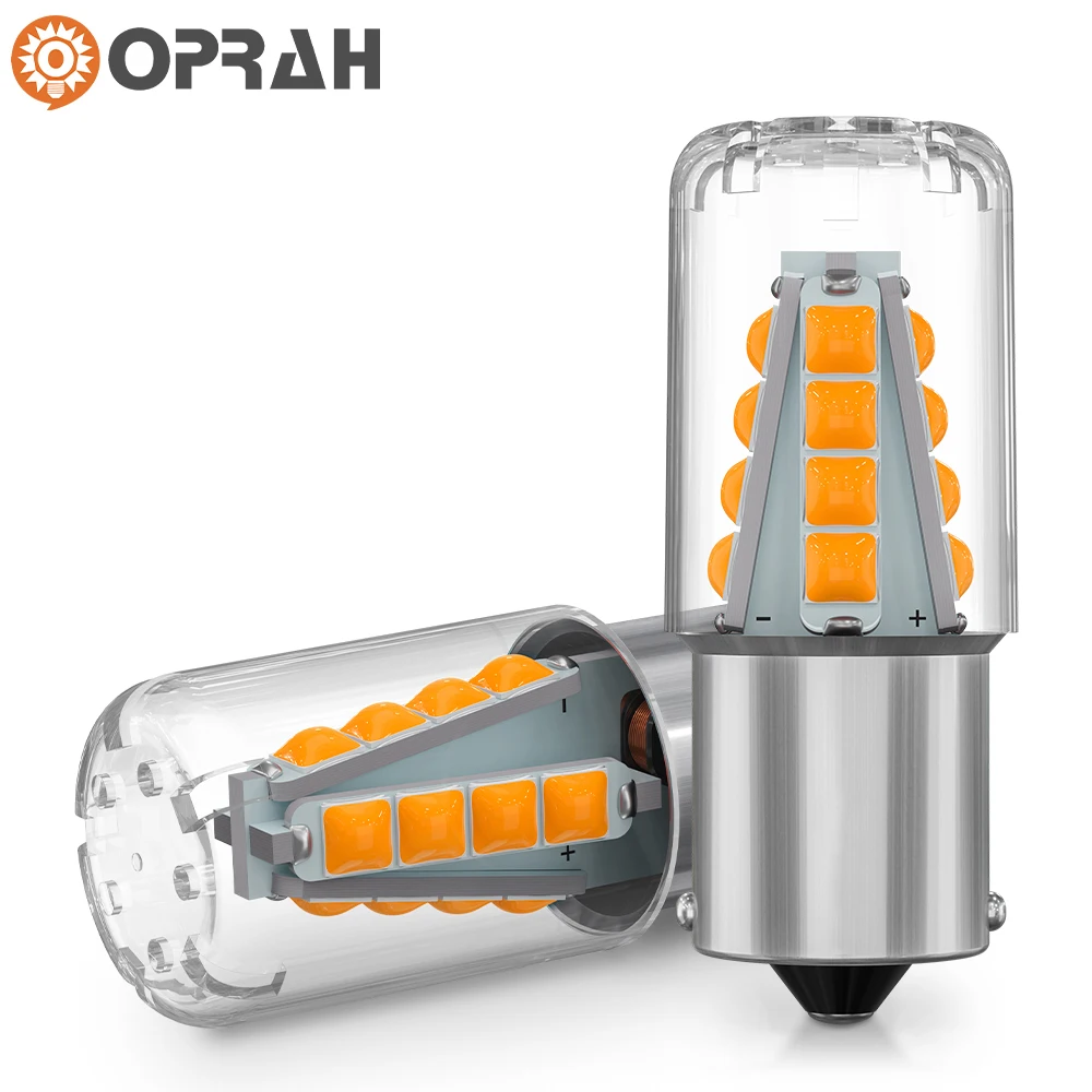 Oprah 2pcs 1156 BA15S P21W LED 1157 BAY15D P21/5W Bulb 3030 SMD CANBUS Car Turn Signal Lamp Brake Backup Light 6000K 12V White