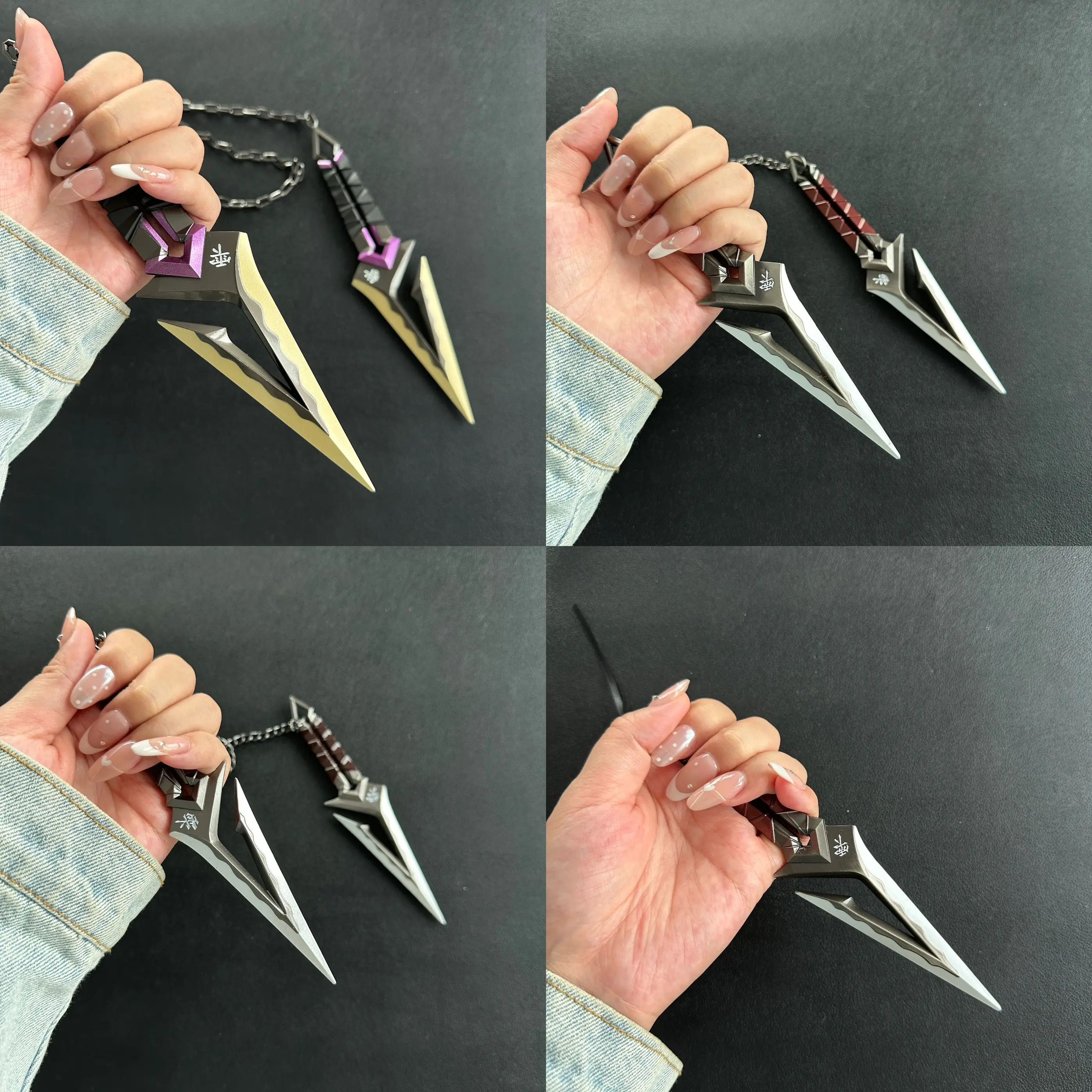 Valorant Melee Weapon Kuronami No Yaiba 1 Pair Metal Keyring Model Replica Game Prop Steel Katana Samurai Safety Toys Boys Gifts