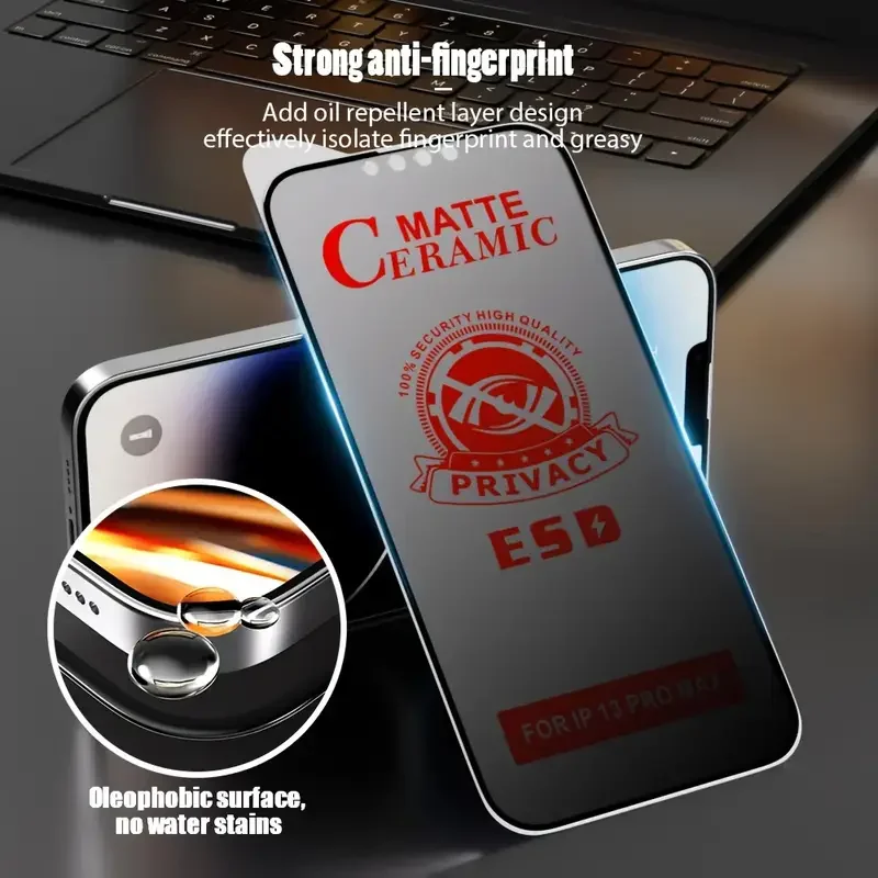 5 قطعة ماتي السيراميك الخصوصية حامي الشاشة آيفون 16 14 13 12 11 15 برو ماكس مكافحة التجسس فيلم آيفون 17 16 زائد XR X XS ماكس #5