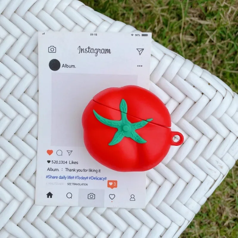 Tomato - حافظة سماعة رأس من السيليكون تحت عنوان، متوافقة مع AirPods 4، AirPods Pro 2/3 ونماذج جديدة من Apple Wireless Bluetooth