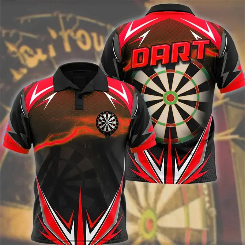 

2025 New Fashion Polo Shirt For Men Funny Dart Print Pattern Cool Designs Lapel Short Sleeve T-shirt Y2k Tops Male Streetwear