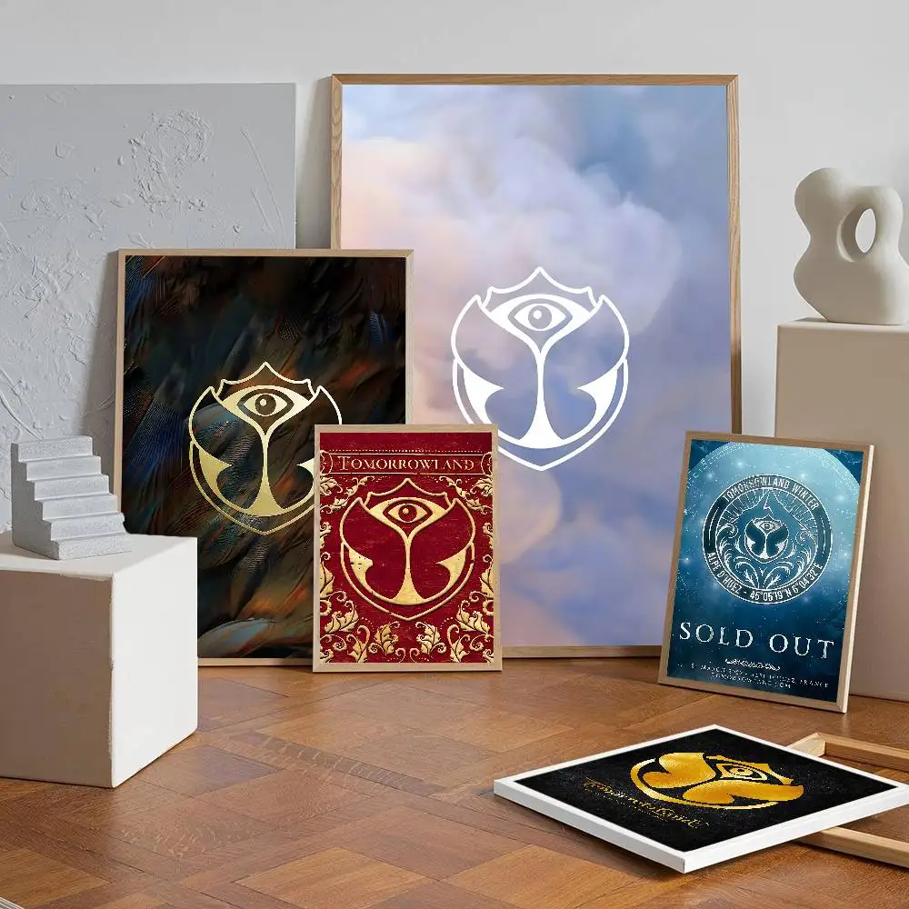 T-Tomorrowlands Music Logo Self-adhesive Art Poster Decoracion Painting Wall Art White Kraft Paper Home Decor