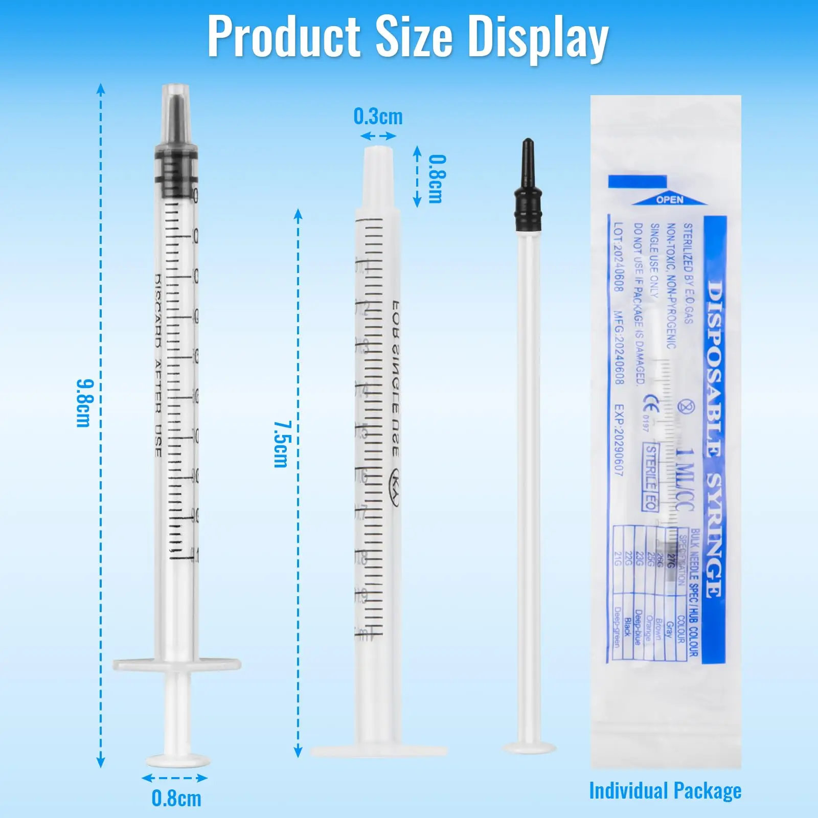 Big Save 30PCS 1ml injector Sterile for Liquid Measuring- Plastic 1cc Syringe , Individually Packed Syringes for Labs,Pets