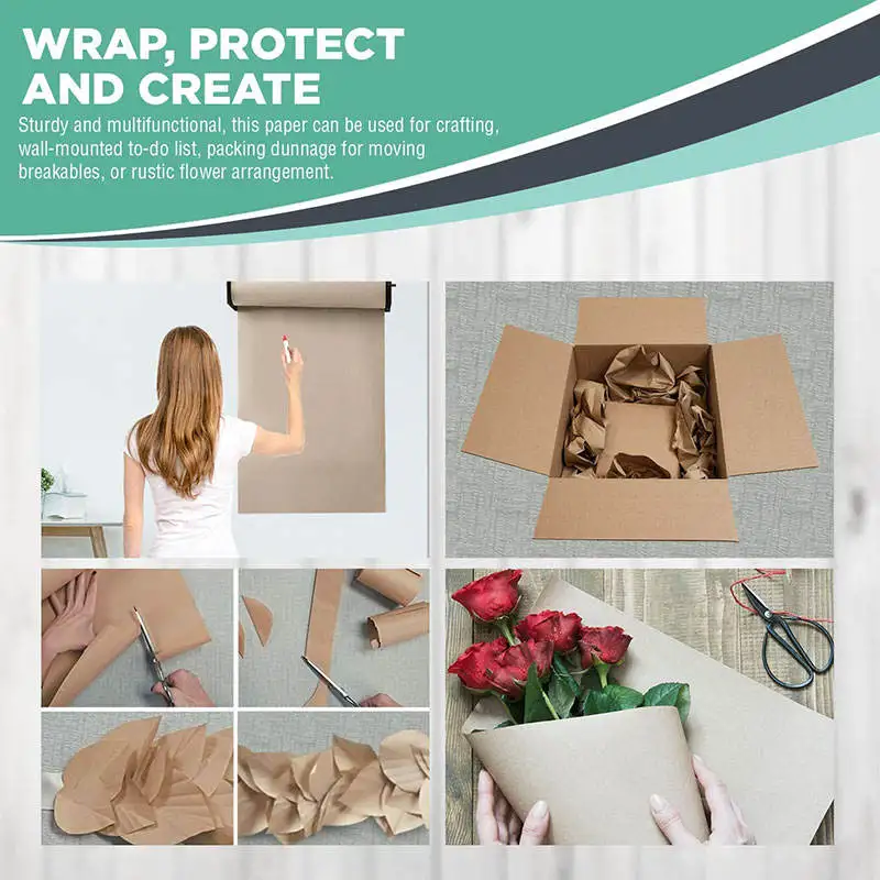 Vintage Style Brown Kraft Gift Wrap - Recyclable DIY Decorative Packing & Crafting Sheets