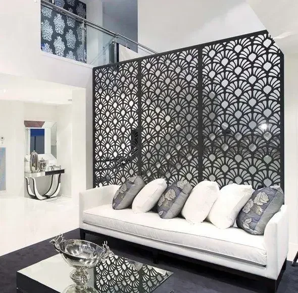 Customized Art Deco Style Living Room Partition Screen Interior Stainless Steel Aluminum Room Dividers Laser Cut Design